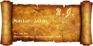 Mahler Jolán névjegykártya